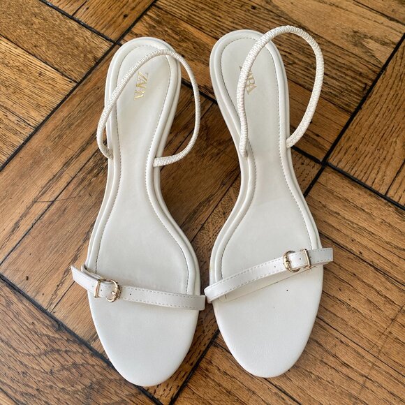 White Zara Strappy Heel Size 7 - Picture 1 of 4